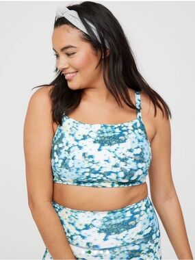 NWOT Aerie Offline 3D Square Neck Sports Bra - Size Large - Blue Path